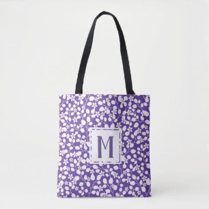 Modern Purple White Flowers Floral Branches Tote Bag