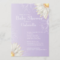 Modern Purple & White Gerbera Daisy Baby Shower