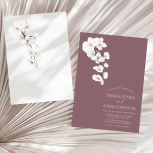 Modern Purple White Orchid Floral Wedding Invitation