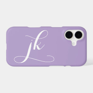 Modern Purple White Script Monogram Name