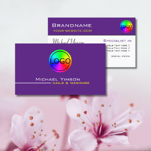 Modern Purple White Simple with Logo Professional Business Card