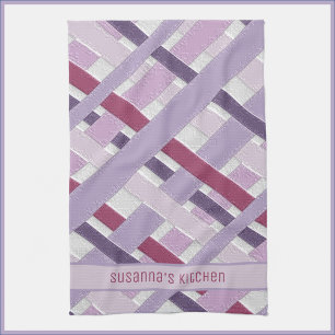 Modern Purple & White Striped Tea Towel