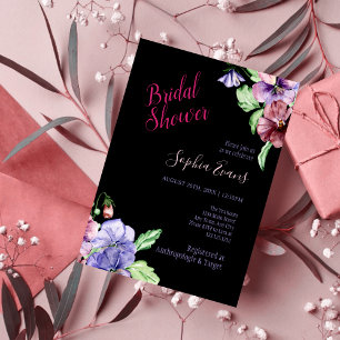 Modern Purple Wildflower Bridal Shower Invitations