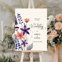 Modern Purple Wildflower Garden Wedding Welcome