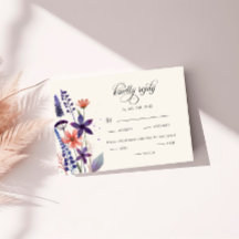 Modern Purple Wildflower Wedding Meal Choice