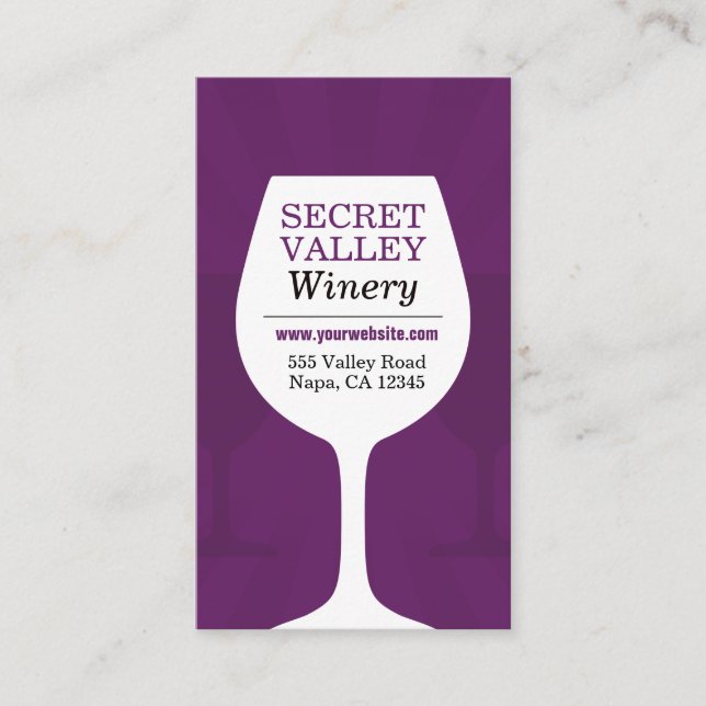 Modern Purple Winery Business Card (Front)