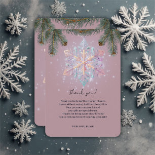 Modern Purple Winter Snowflakes Cute Baby Shower Thank You Card