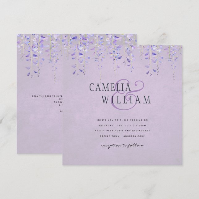 Modern Purple Wisteria Lace Wedding (Front/Back)