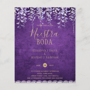 Modern Purple Wisteria Lace Wedding Flyer