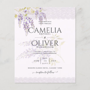 Modern Purple Wisteria Lace Wedding Invite Flyer