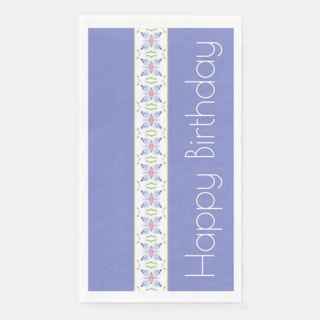 Modern Purple With Floral Pattern Napkin (Front)