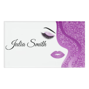 Modern Purple with Glitter Effect  Name Tag