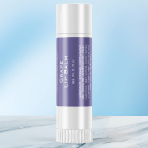 Modern purple with white text lip balm tube label