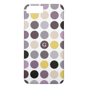 Modern purple yellow polka dots pattern monogram iPhone 8 plus/7 plus case