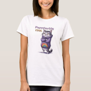 Modern Purrfectly Cool Cat Funny  T-Shirt