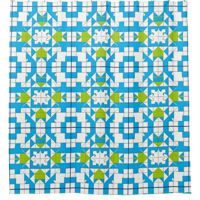 Modern Puzzle Pattern For Contemporary Spaces Shower Curtain (Front)
