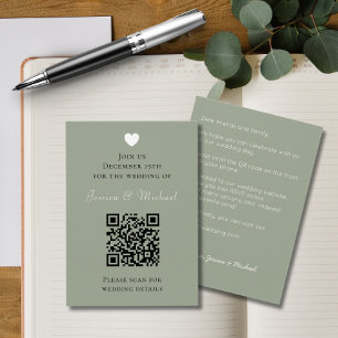 Modern QR Code All in One Sage Wedding Invitation