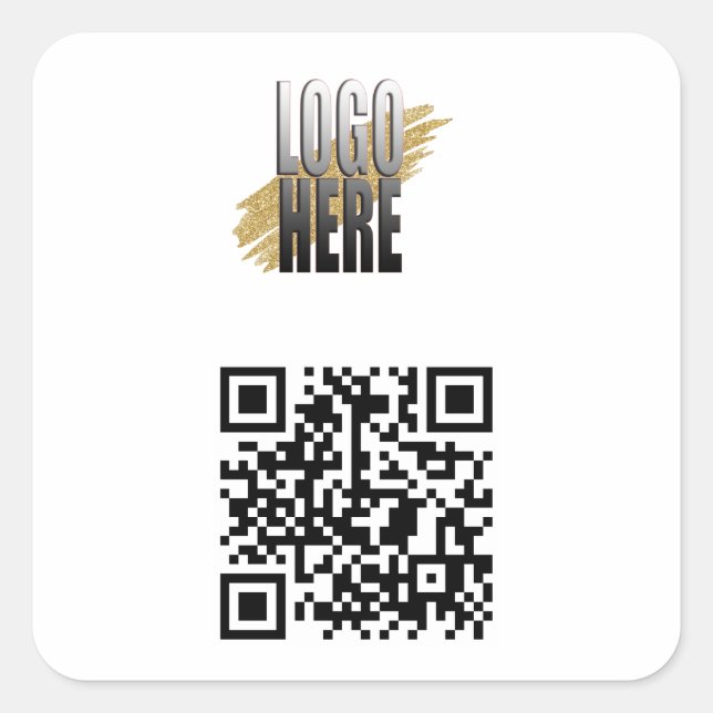 Modern QR Code and Business Logo  Square Sticker (Front)