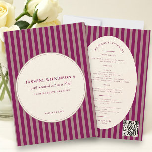 Modern QR code Bachelorette Weekend Itinerary Invitation