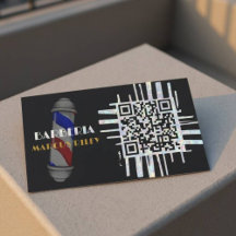 Modern QR Code Barber Customisable Card Design