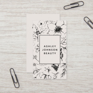 Modern QR Code Botanical Blush and Black Business Card