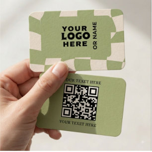 Modern QR Code Business Card Minimalist Green Ch