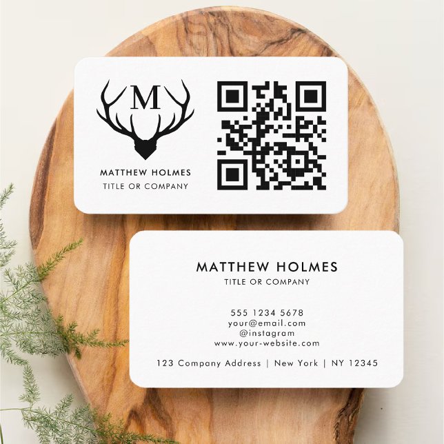 Modern QR Code Business Logo Professional Monogram Card (Modern QR Code Business Logo Professional Monogram Business Card)