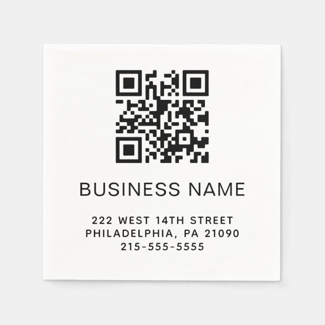 Modern QR Code Business Name or Logo Napkin (Front)