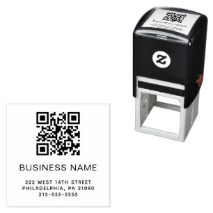 Modern QR Code Business Name or Logo Self-inking Stamp