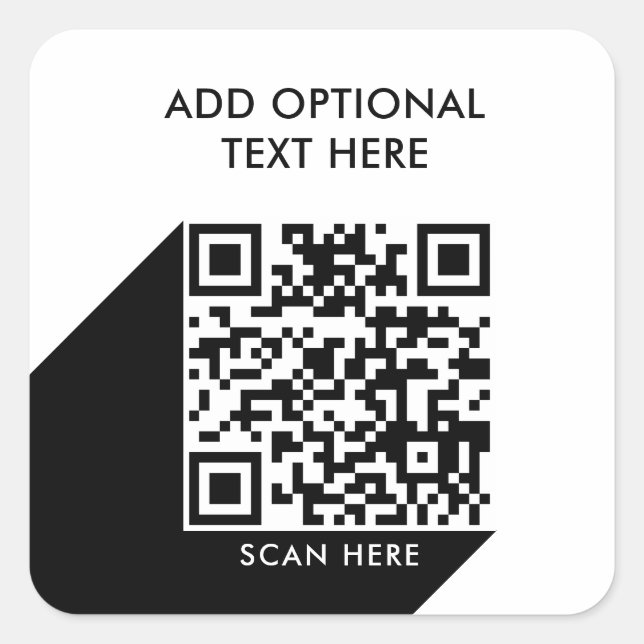 Modern QR Code | Business Name Square Sticker (Front)