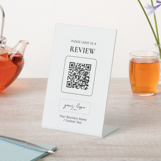 Modern QR code Business Review Pedestal Sign (In SItu)