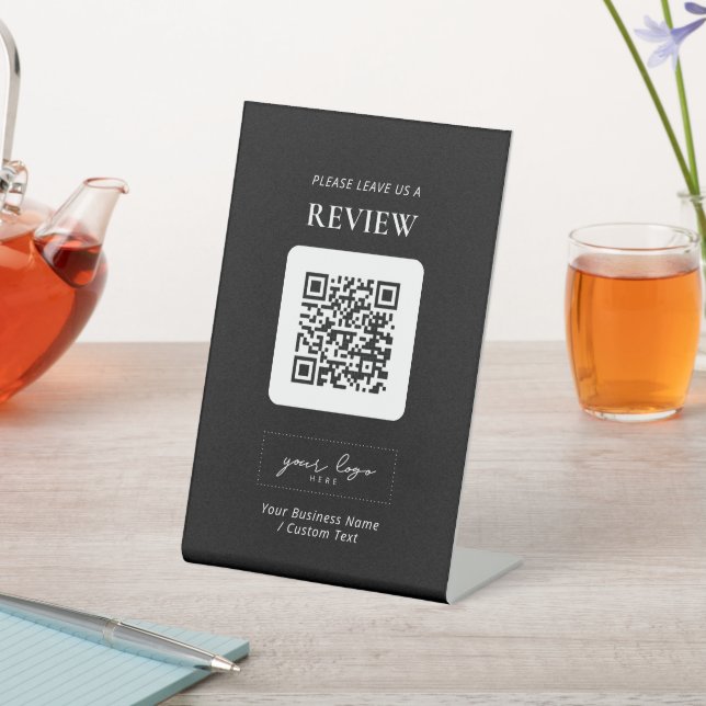 Modern QR code Business Review Pedestal Sign (In SItu)