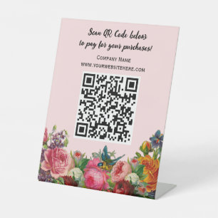 Modern QR Code Business Table Top Pedestal Sign