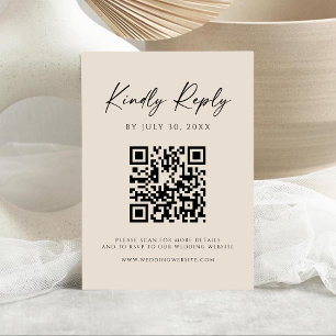Modern QR Code   Champagne Website RSVP Card