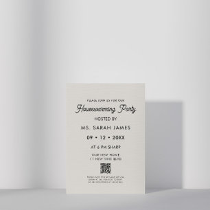 Modern QR Code Classic Housewarming Invitation