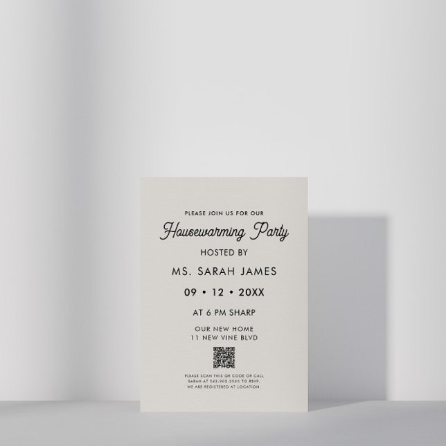 Modern QR Code Classic Housewarming Invitation (Creator Uploaded)