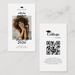 Modern QR Code College Fund Photo Grad Enclosure Card