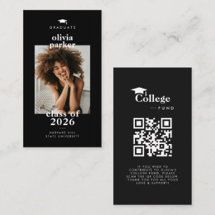 Modern QR Code College Fund Photo Grad Enclosure Card