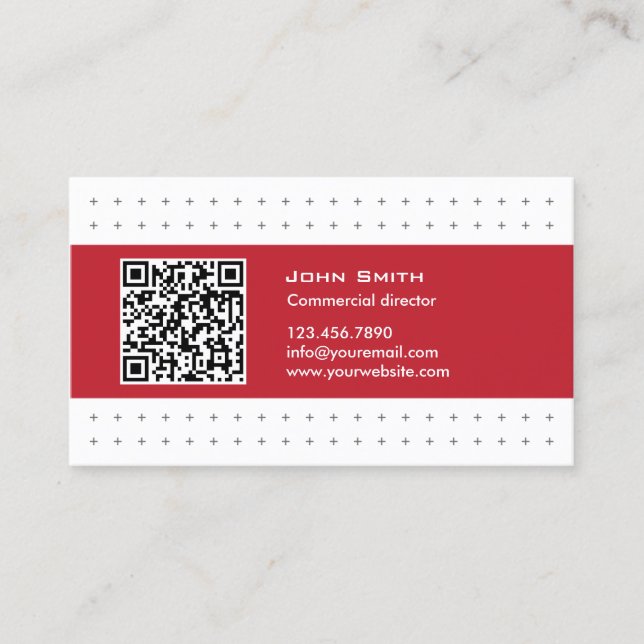 Modern QR Code Commercial Director Business Card (Front)