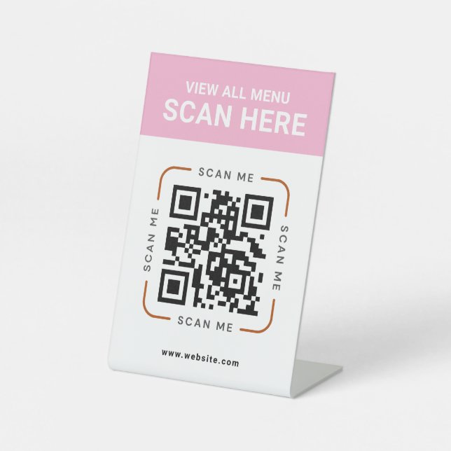 Modern QR Code  | Digital Menu Tabletop Sign (Front)
