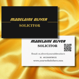 Modern QR Code Elegant Sleek Solicitor Black Business Card