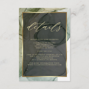 Modern QR Code Elegant Subdued Greens Liquid Ink Enclosure Card