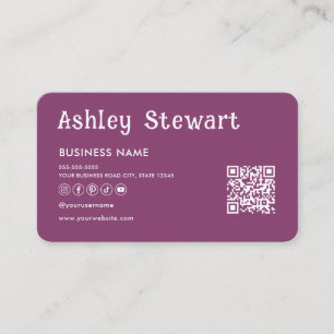 Modern Qr Code Facebook Instagram Logo Berry Business Card