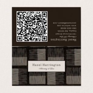 Modern QR Code Folded Business Card Black Gray
