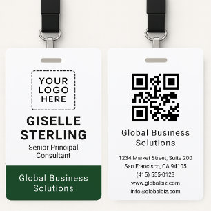 Modern QR Code ID Card Custom Employee Name Tag  Badge