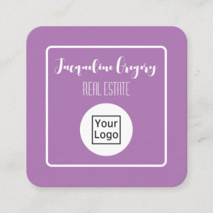 Modern QR Code Logo Blush Purple Small Business Square Business Card