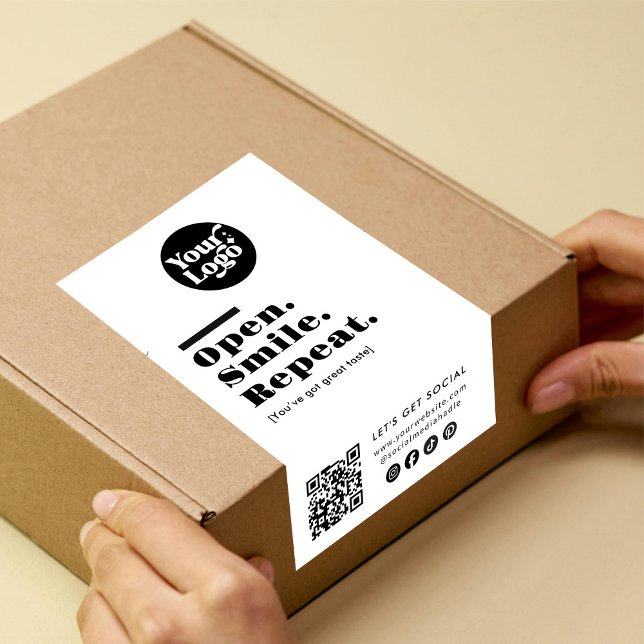Modern QR Code Logo Packaging White Box Seal Label (Creator Uploaded)