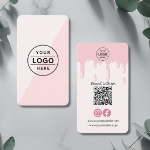 Modern QR Code Logo Pink Bakery Business Card