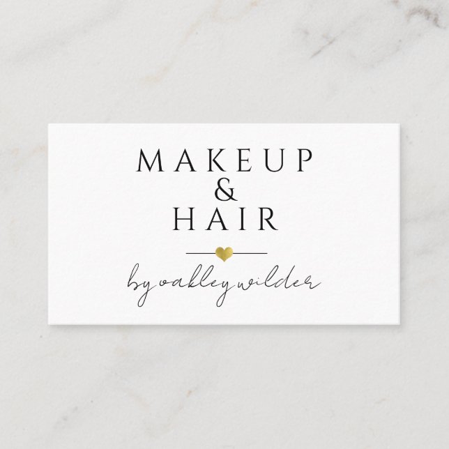 Modern QR Code Makeup And Hair Business Card (Front)