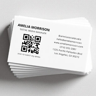 Modern QR Code Minimalist Professional Business Card